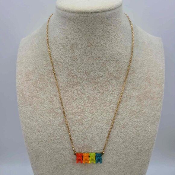 Betsey Johnson delicate Gold Tone Gummy Bear Necklace - Picture 1 of 8